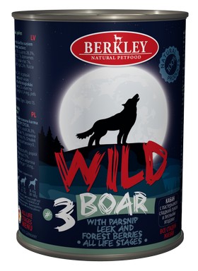 Консервы для собак Berkley Wild #3 Дикий кабан с пастернаком, сладким луком и лесными ягодами , 0,4 кг