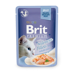 Влажный корм для кошек Brit Premium Кусочки из филе лосося в желе, 85 г х 24 шт.