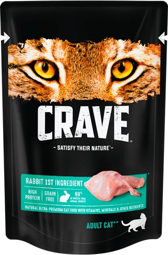 Влажный корм Crave для взрослых кошек, с кроликом 70 г х 24 шт.