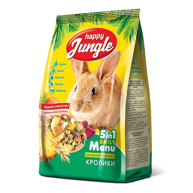 Корм для кроликов Happy Jungle 5 in 1 Daily Menu