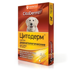Дерматологические капли для собак 10-30 кг Цитодерм CitoDerm, 4 пипетки × 3 мл