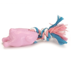 Игрушка для собак Beeztees Курица жареная на канате розовая, литая резина 16 см
