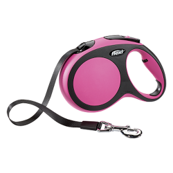 Поводок-рулетка для собак до 50 кг Flexi New Comfort L лента 8 м, чёрный|розовый