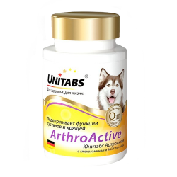 Витамины для собак и щенков Unitabs Arthro Active Юнитабс Артро актив с глюкозамином и МСМ, 100 таблеток