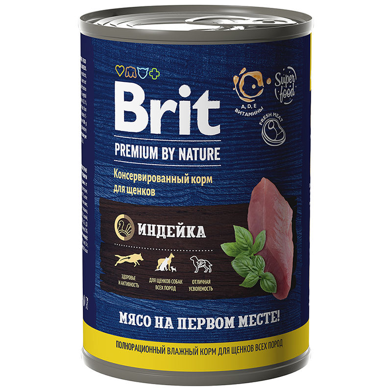 Консервы Brit Premium by Nature для щенков, индейка 410 г