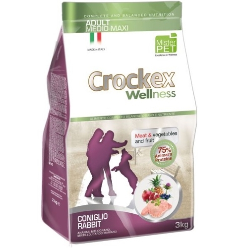 Сухой корм для взрослых собак средних и крупных пород Crockex Wellness кролик с рисом