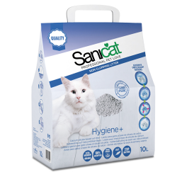 Впитывающий наполнитель для кошачьего туалета Sanicat Hygiene Plus без ароматизатора, 10 л/3,85 кг
