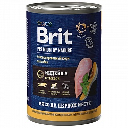 Консервы Brit Premium by Nature для взрослых собак с чувствительным пищеварением, индейка с тыквой 410 г