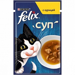 Влажный корм для взрослых кошек Purina Felix суп с курицей, 48 г х 36 шт.
