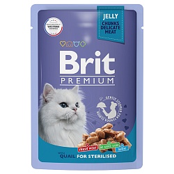 Влажный корм для стерилизованных кошек Brit Premium Перепелка в желе, 85 г х 14 шт.
