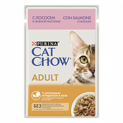 Влажный корм Purina Cat Chow для взрослых кошек, с лососем и зеленой фасолью 26 шт. х 85 г