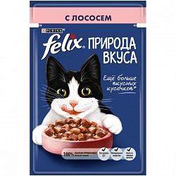 Влажный корм для взрослых кошек Purina Felix Природа вкуса с лососем, 75 г х 26 шт.