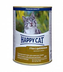 Консервы для кошек Happy Cat Утка и цыпленок в желе 0,4 кг