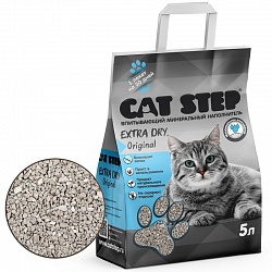 Впитывающий минеральный наполнитель для кошек Cat Step Extra Dry Original, 5 л