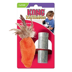 Игрушка для кошек Kong Feather Top Carrot "Морковь" с пузырьком кошачьей мяты, 15 см