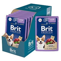 Брит Premium Пауч ягненок в соусе для взрослых собак всех пород 85 г х 14 шт.
