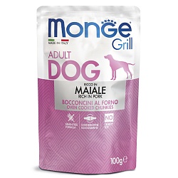 Консервы для взрослых собак Monge Dog Grill Pouch свинина 0,1 кг