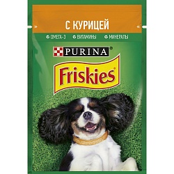 Влажный корм Friskies для взрослых собак, пауч с курицей 85 г х 26 шт.