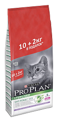 Сухой корм для кастрированных и стерилизованных кошек Pro Plan Sterilised Про План Стерилизед индейка, 10+2 кг