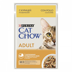Влажный корм Purina Cat Chow для взрослых кошек, с курицей и кабачками 26 шт. х 85 г