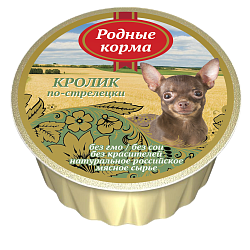 Консервы для собак мелких пород "Родные корма" Кролик по Стрелецки 125 г