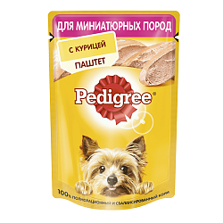Влажный корм Pedigree для взрослых собак мелких пород, паштет с курицей 80 г х 24 шт.