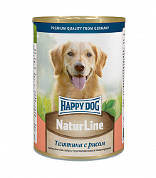 Консервы для взрослых собак Happy Dog Natur Line Телятина с рисом 0,4 кг