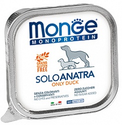 Консервы для взрослых собак Monge Dog Monoproteico Solo паштет из утки 0,15 кг