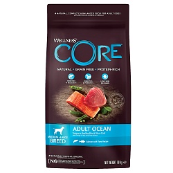 Сухой беззерновой корм Wellness Core Ocean для собак средних и крупных пород, с лососем и тунцом