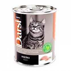 Консервы для кошек с чувствительным пищеварением Darsi Индейка, паштет 340 г