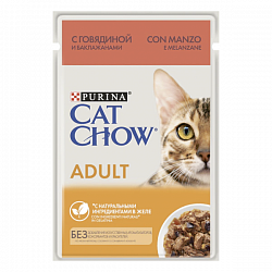 Влажный корм Purina Cat Chow для взрослых кошек, с говядиной и баклажанами 26 шт. х 85 г 