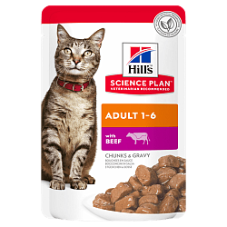 Влажный корм Hill's Science Plan для взрослых кошек, с говядиной 85 г х 12 шт.