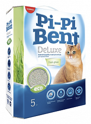 Комкующийся наполнитель для кошачьего туалета Pi-Pi Bent DeLuxe Fresh grass "Свежескошенная трава", 5 кг 