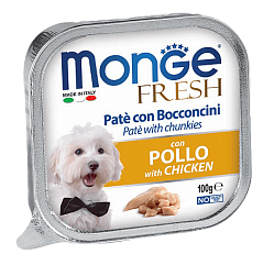 Консервы для взрослых собак Monge Dog Fresh паштет с курицей 0,1 кг