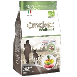 Сухой корм для взрослых собак средних и крупных пород Crockex Wellness конина с рисом