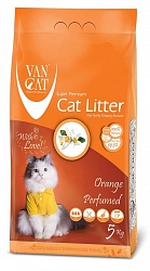 Комкующийся наполнитель для кошачьего туалета Van Cat Orange обеспыленный с ароматом апельсина, пакет 5 кг