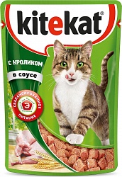 Консервы для кошек Kitekat Сочные кусочки с кроликом в соусе, 85 г х 28 штук