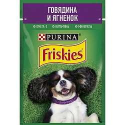 Влажный корм Friskies для взрослых собак, пауч с говядиной и ягненком в подливе 85 г х 26 шт.