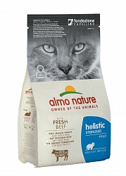 Сухой корм для кастрированных котов и стерилизованных кошек Almo Nature Functional Adult Sterilised Beef and Rice с говядиной и рисом