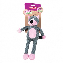 Игрушка для собак Zolux Кот плюшевый с пищалкой, серый|розовый 25 см 