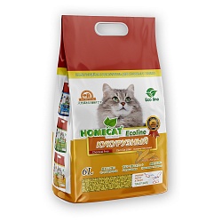 Комкующийся наполнитель Homecat "Кукурузный" для кошачьих туалетов
