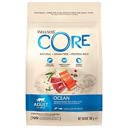 Wellness Core Ocean беззерновой сухой корм для взрослых кошек, лосось с тунцом