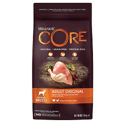 Сухой беззерновой корм для собак Wellness Core Original с индейкой и курицей