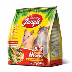Корм для грызунов Happy Jungle 5 in 1 Daily Menu, 350 г