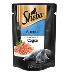 Влажный корм для кошек Sheba Pleasure ломтики в соусе с лососем, 75 г х 28 шт.