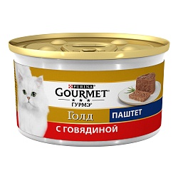 Консервы для кошек Gourmet Gold говядина паштет 85 г х 24 шт.
