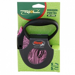 Поводок-рулетка для собак до 12 кг Triol by flexi Colour Pink S трос 5 м, чёрный|розовый