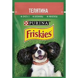 Влажный корм Friskies для взрослых собак, пауч с телятиной 85 г х 26 шт.