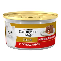 Консервы для кошек Gourmet Gold Нежная начинка с говядиной, 85 г х 12 шт.