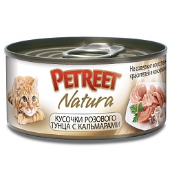 Консервы для кошек Petreet, кусочки розового тунца с кальмарами 70 г